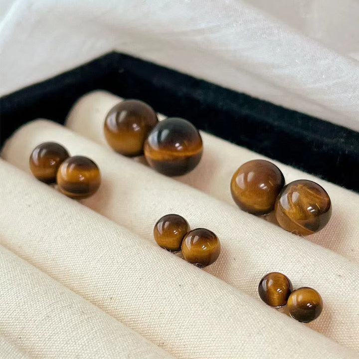 Ohrringe Tigerauge Schutz Edelstein Ohrstecker Boho Schmuck spirituell verschiedene Größen
