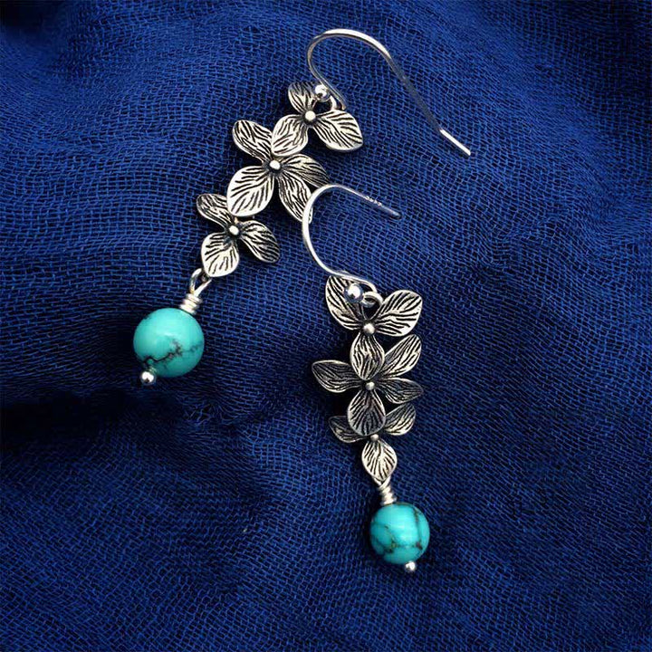 Türkis Ohrringe Silber Blume Boho Schmuck spirituell Ohrhänger blau