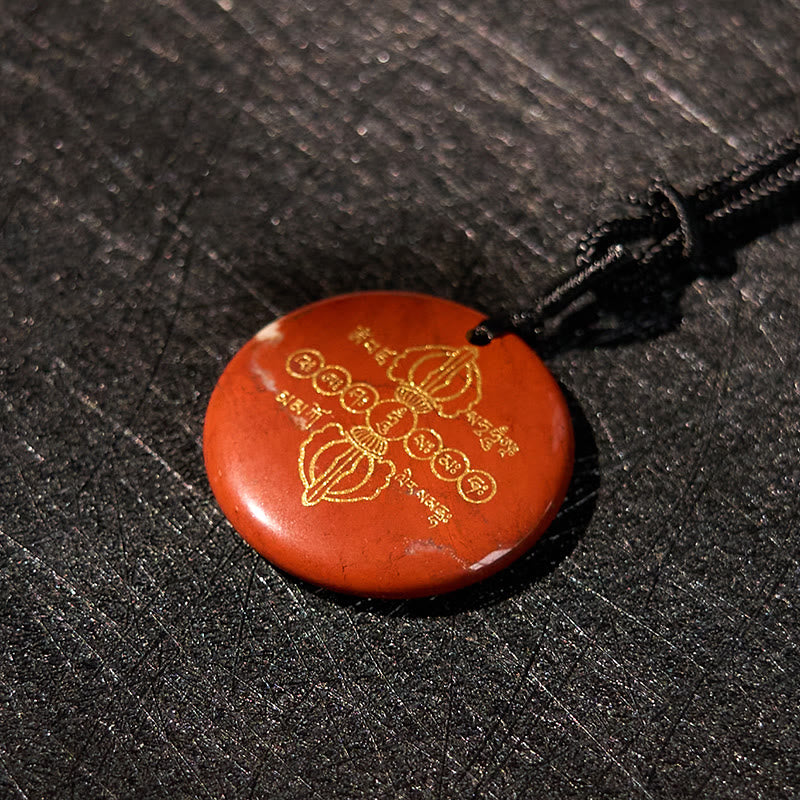 Rote Kette mit Anhänger Naturstein Schwarzer Obsidian Vajra Natur Erfüllung