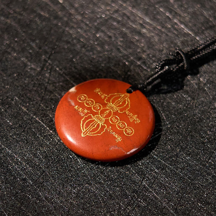 Rote Kette mit Anhänger Naturstein Schwarzer Obsidian Vajra Natur Erfüllung