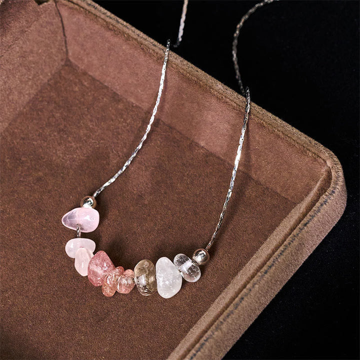 Kette Schwarzer Obsidian Rosenquarz – Stärke elegante Halskette Anhänger