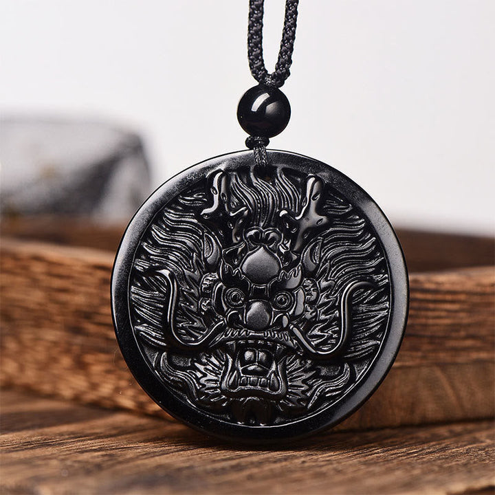Kette Schwarzer Obsidian Drachen – Erfüllung