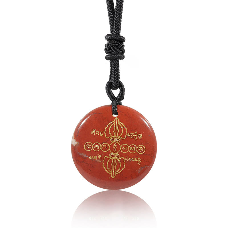 Rote Achat Kette mit Vajra Symbol goldenen Gravuren Schmuckanhänger