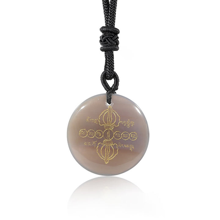 Schwarze Kette Obsidian Anhänger Naturstein Vajra meditativ elegant Erfüllung