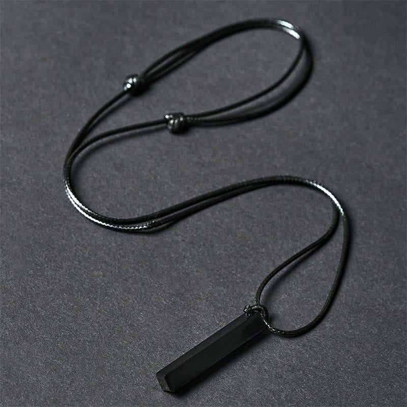 Schwarzer Obsidian Kette Anhänger Naturstein Halskette Transformation Energie