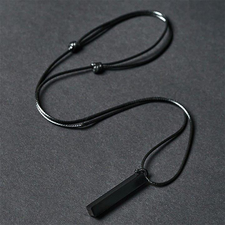 Schwarzer Obsidian Kette Anhänger Naturstein Halskette Transformation Energie