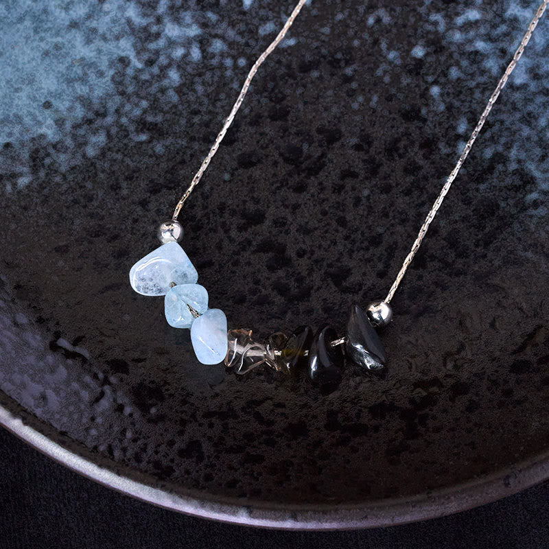 Schwarzer Obsidian Rosenquarz Kette Anhänger Stärke Schutz Harmonie