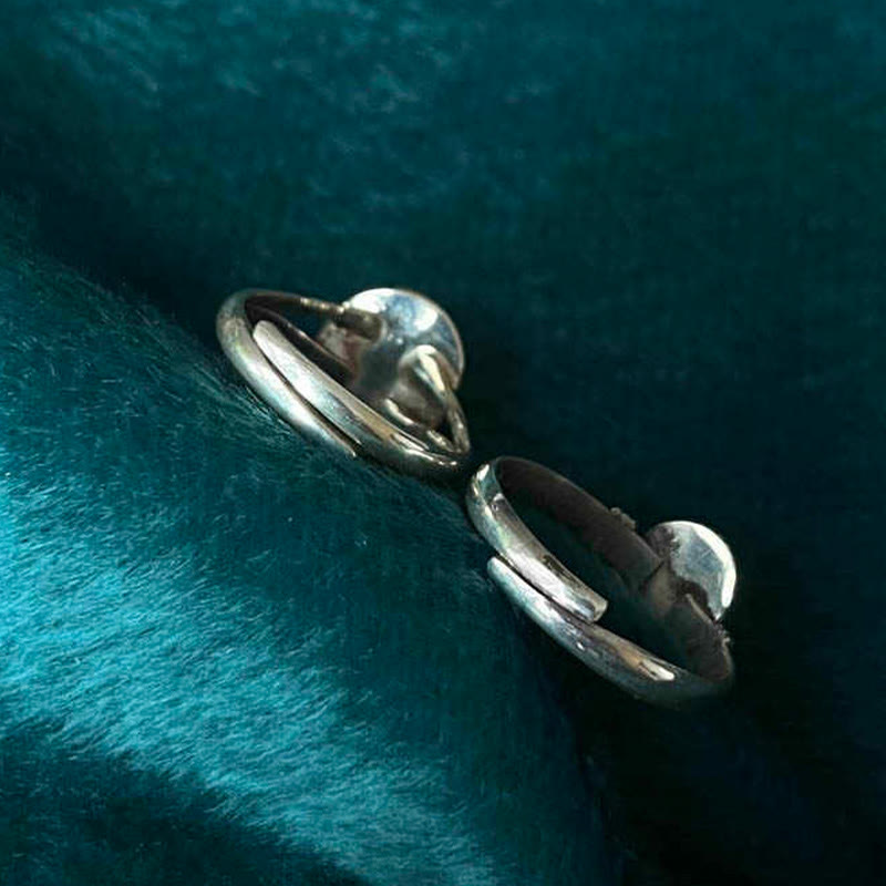 Ring 925 Silber Schwarzer Onyx Verstellbar Glück Fengshui