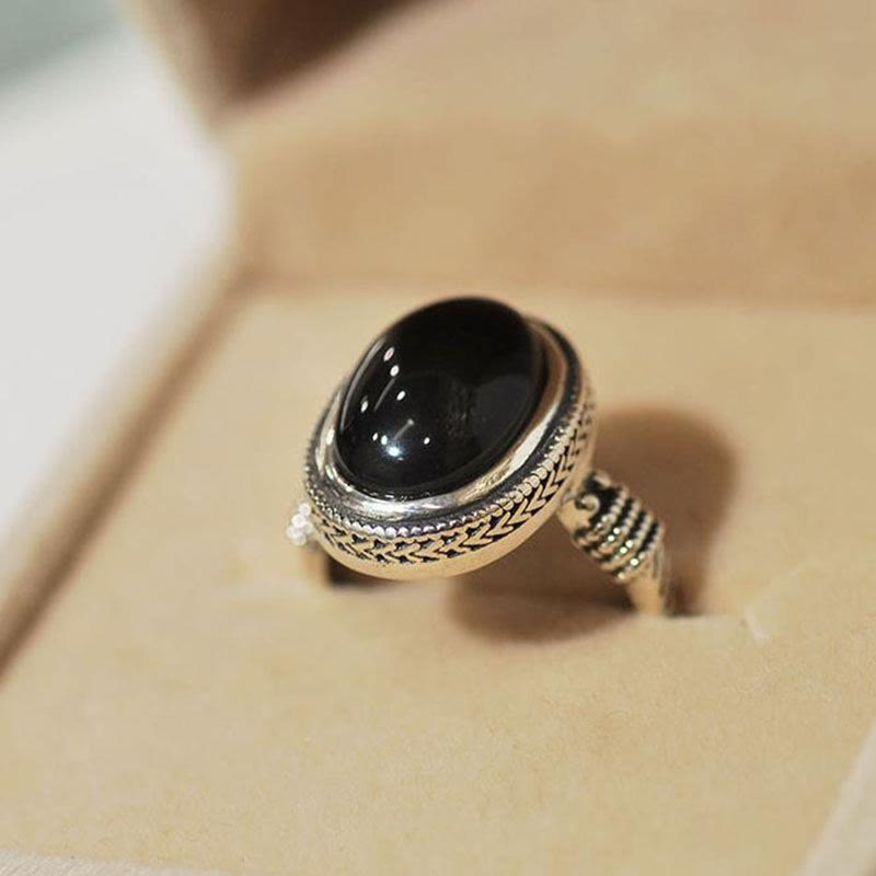 Ring Schwarzer Onyx – Schutz Fengshui Glück Energie Kupfer