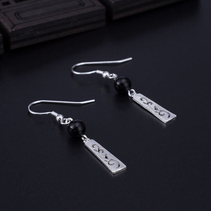 Ohrringe Schwarzer Onyx Ranke – Schutz Silber Boho Schmuck spirituell Ohrhänger