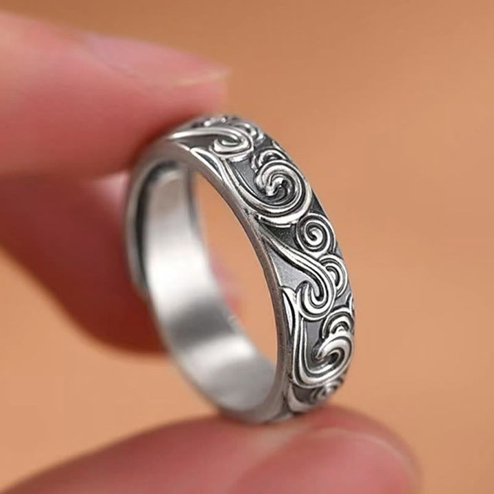 Ring 999 Silber Glückswolken Spiraldekor eleganter Segen Fingerring