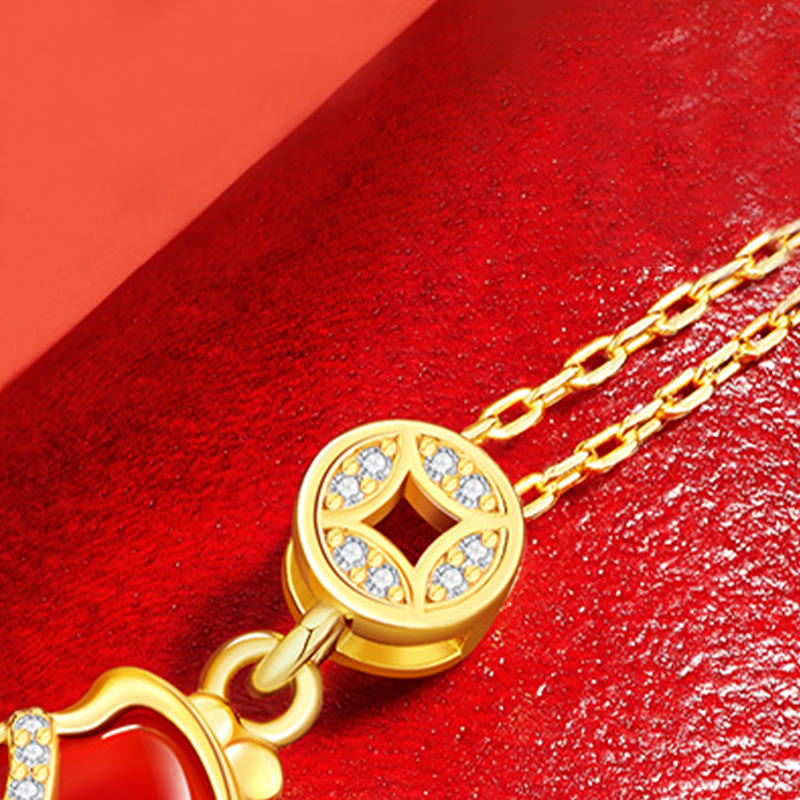 Goldene Kette Kupfer Kristall Anhänger Segen Glück