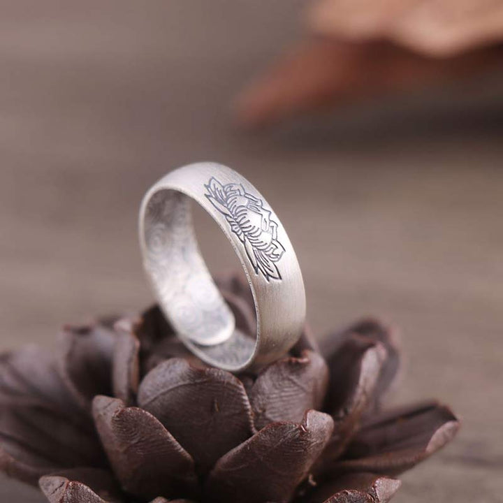 Silber Ring Lotus Blüte Feng Shui Segen Harmonie Glück