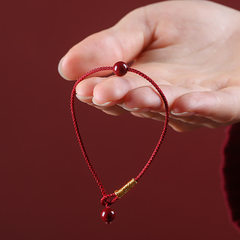 Armband Roter Achat Zinnober – Segen handgeknüpft rote Schnur Perle Schutz Glück