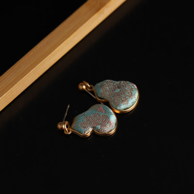 Ohrringe Brokat Kürbis Blüten – Segen türkis Gold Boho Schmuck spirituell