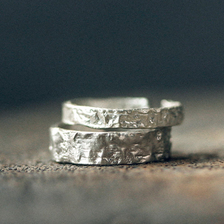 Zwei 925er Silber Ringe Herz Paar Segen Schmuck strukturiert
