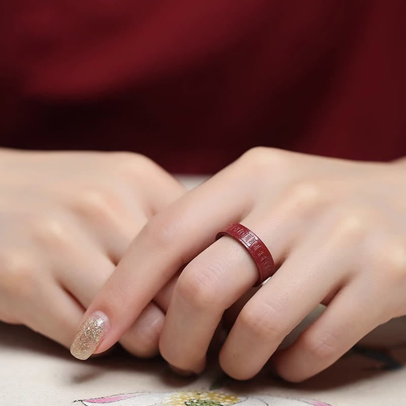 Roter Zinnober Ring Om Mani Herzsutra Segen Kraft