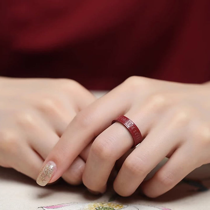 Roter Zinnober Ring Om Mani Herzsutra Segen Kraft