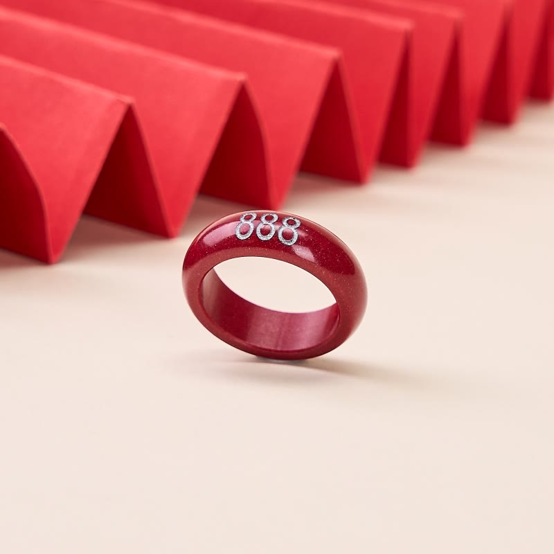 Roter Ring mit 888 Engelszahlen Segen Glück Kristall Schutz
