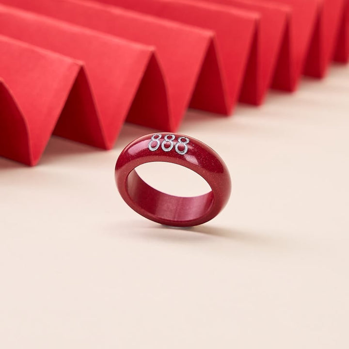 Roter Ring mit 888 Engelszahlen Segen Glück Kristall Schutz