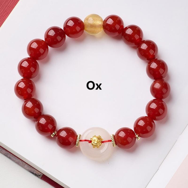 Armband Roter Achat Chalcedon Friedensschnalle – Selbstvertrauen