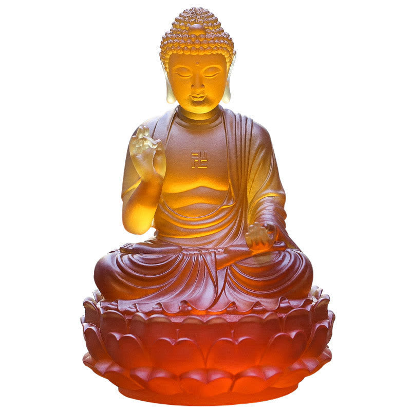 Shakyamuni Buddha Liuli Kristall Mitgefühl Statue