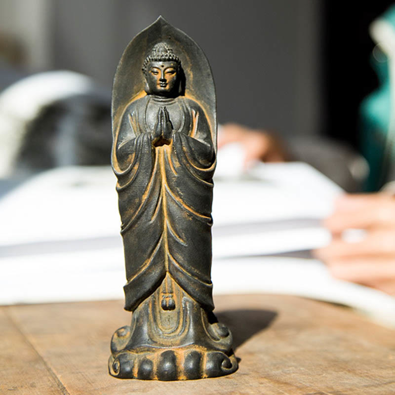 Shakyamuni Buddha Namaste Eisenpulver Harz Statue