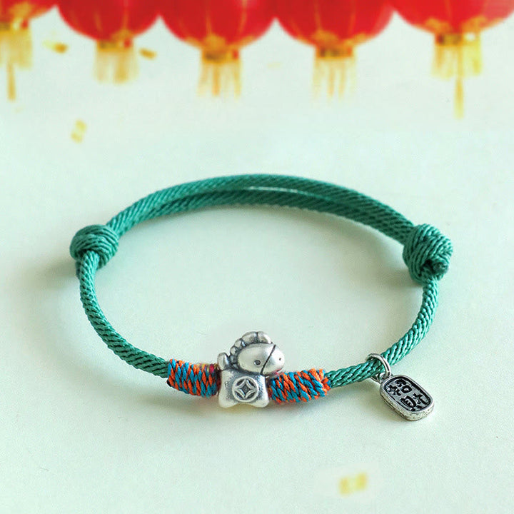 Armband Silber 999 Pferd-Motiv Fu-Zeichen – Glück & Wohlstand