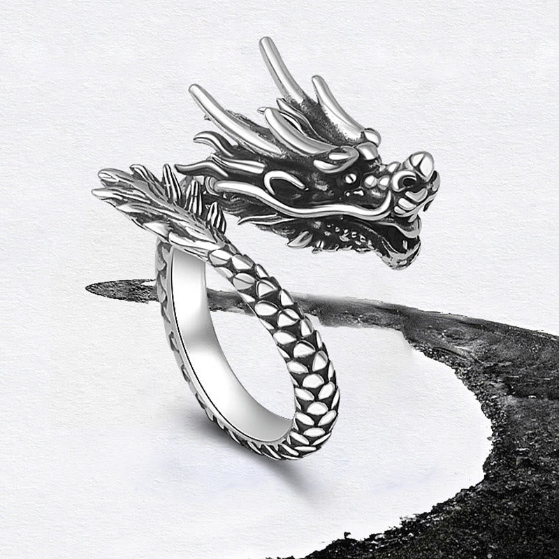Drachen Ring 999 Silber Glück Schutz Stärke Fengshui Schmuck