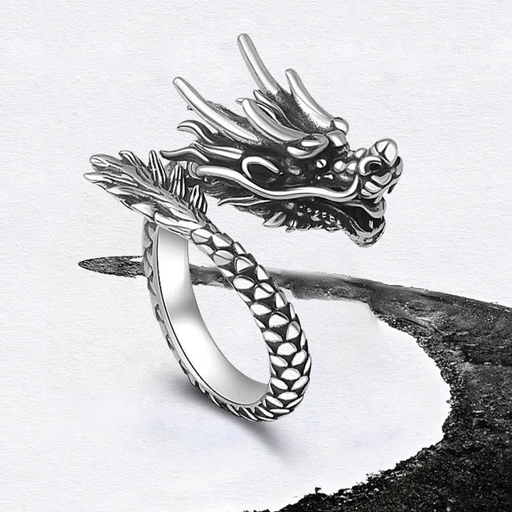 Drachen Ring 999 Silber Glück Schutz Stärke Fengshui Schmuck
