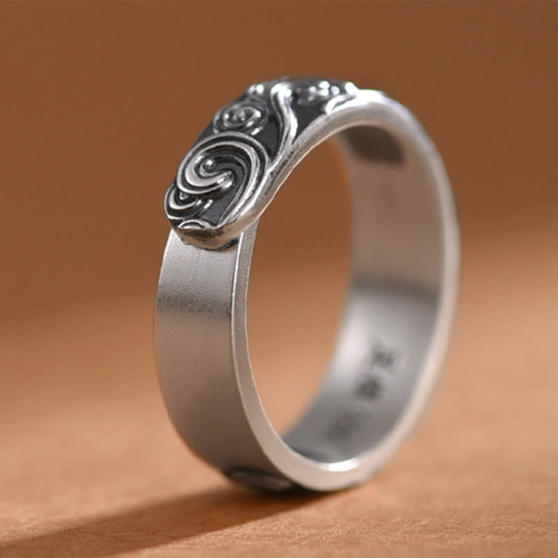 Ring 999 Silber Glückswolken Segen mit ornamentaler Gravur