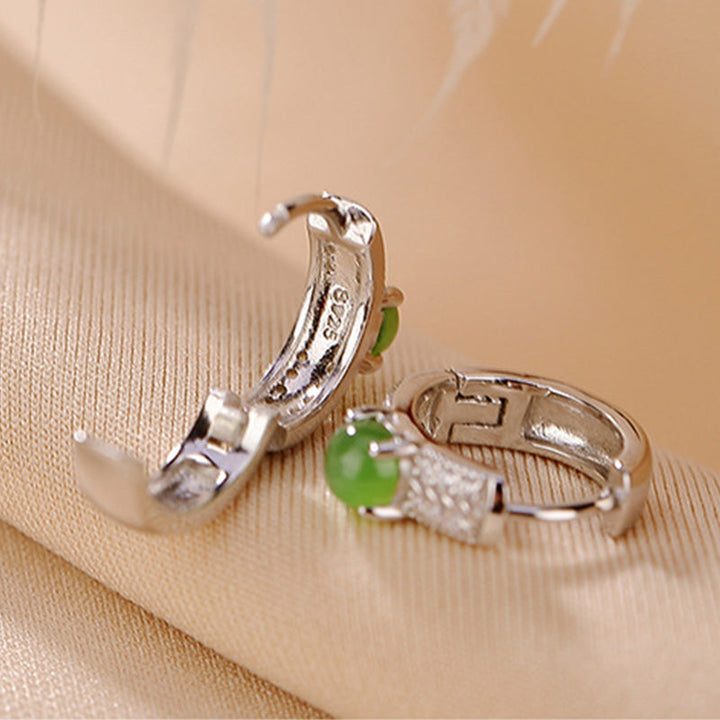 Ohrringe Jade Silber Erfolg Creolen grüner Stein Boho Schmuck spirituell