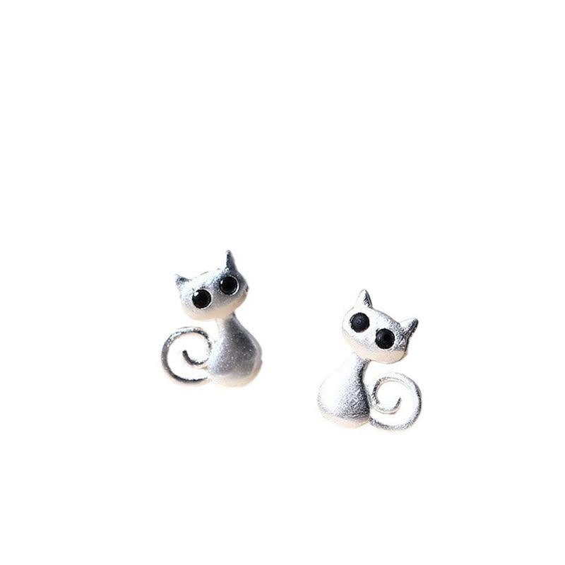 Katze Ohrringe Silber niedlich Segen Boho Schmuck spirituell Ohrstecker