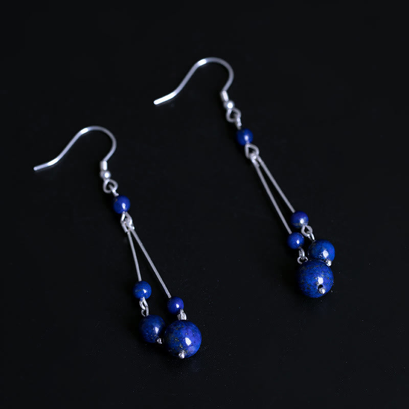 Ohrringe Lapislaziuli Silber lange Ohrhänger blau Boho Schmuck spirituell