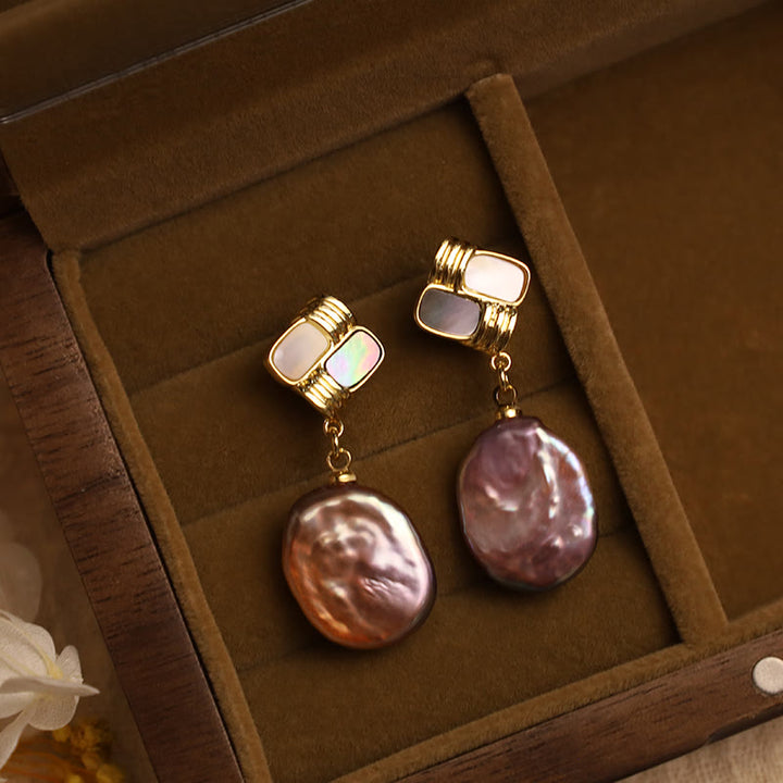 Ohrringe Barockperle Silber Gold Schmuckbox Boho elegant Ohrhänger natürlich