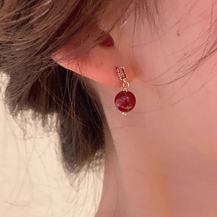 Ohrringe Zinnober Zirkonia Silber – Ruhe getragen Boho Schmuck spirituell Ohrhänger