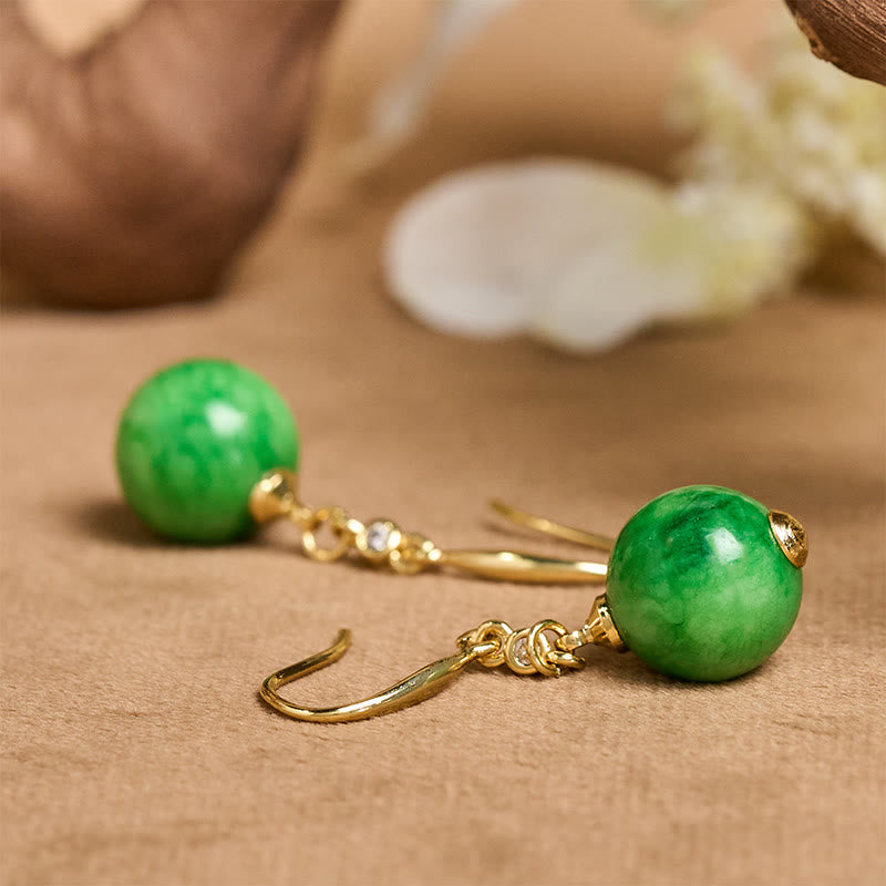 Ohrringe Chalcedon Silber Stärke Mut grüne Edelstein Ohrhänger Boho Schmuck spirituell