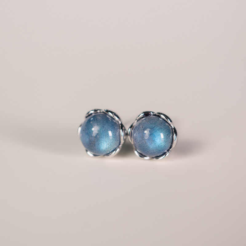 Mondstein Ohrringe Silber blau Boho Schmuck spirituell Ohrstecker Edelstein