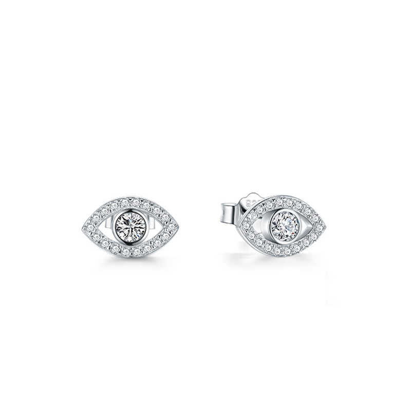 Ohrringe Silber Böses Auge Schutz Zirkonia Ohrstecker spirituell Boho Schmuck