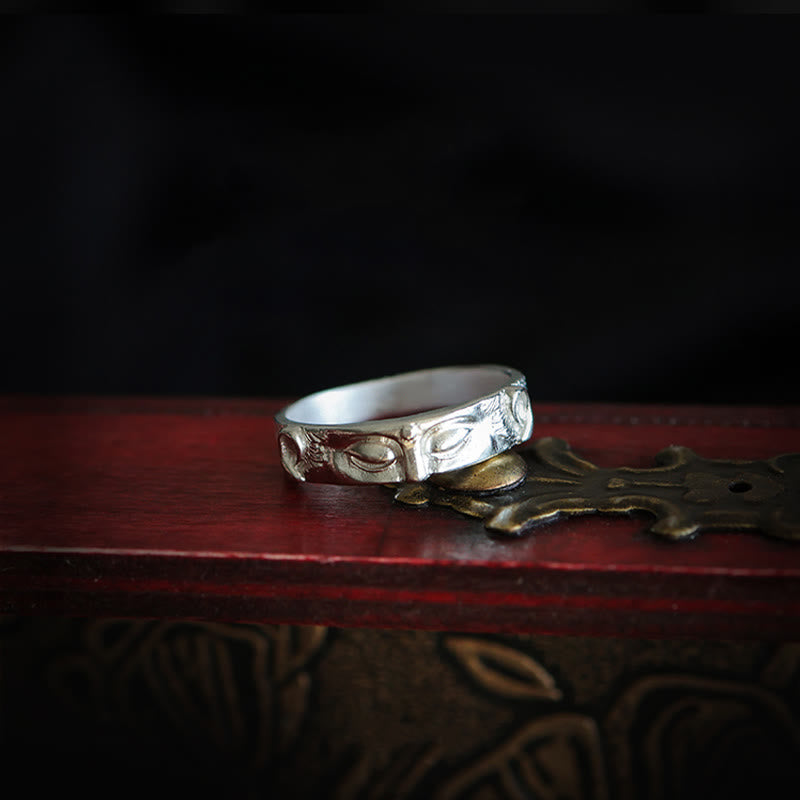 Buddhaauge Ring 999 Silber für Schutz Glück Feng Shui Fingerring