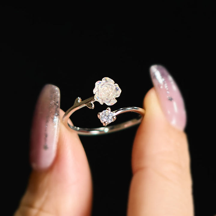 Ring 999er Silber mit Zirkon Blume Schutz Eleganz Schmuckring