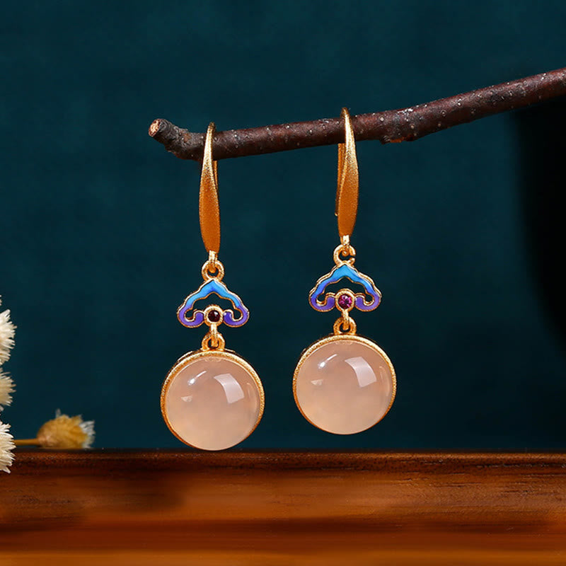 Chalcedon Ohrringe Silber vergoldet Boho Schmuck spirituell Ohrhänger Harmonie