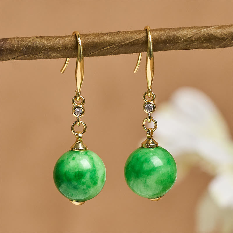 Ohrringe Chalcedon Silber Stärke Mut grüne Perlen Boho Schmuck spirituell