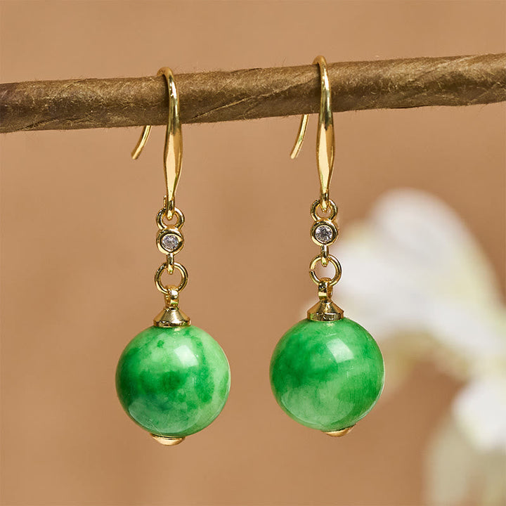 Ohrringe Chalcedon Silber Stärke Mut grüne Perlen Boho Schmuck spirituell