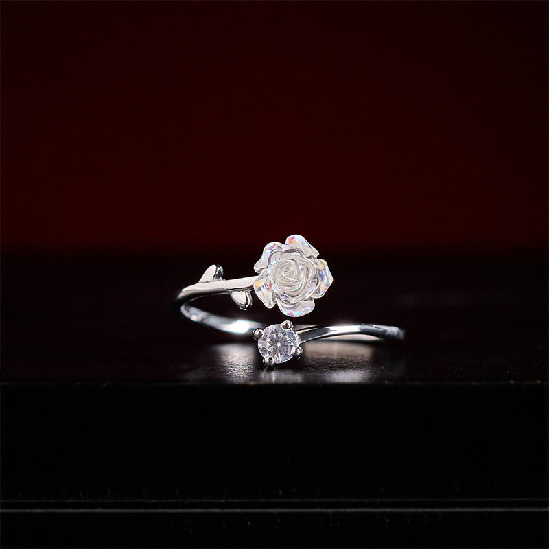 Ring 999er Silber mit Blume und Zirkon Stein Schutz Glück