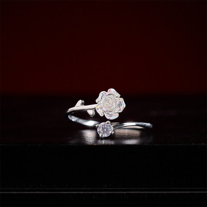 Ring 999er Silber mit Blume und Zirkon Stein Schutz Glück