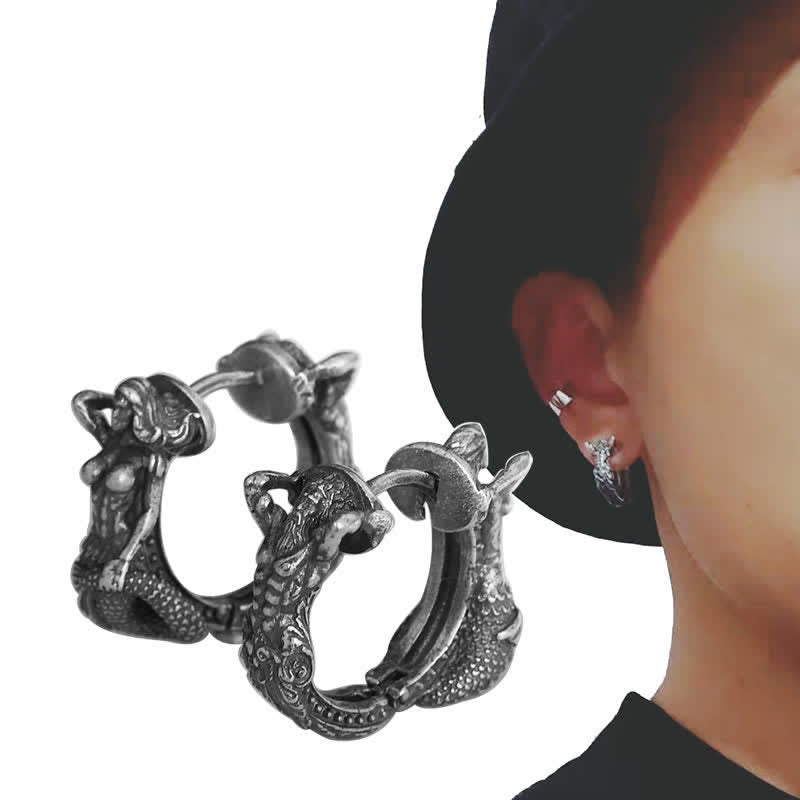 Drachen Ohrringe Sterling Silber getragen Schutz Boho Schmuck spirituell Ohrhänger