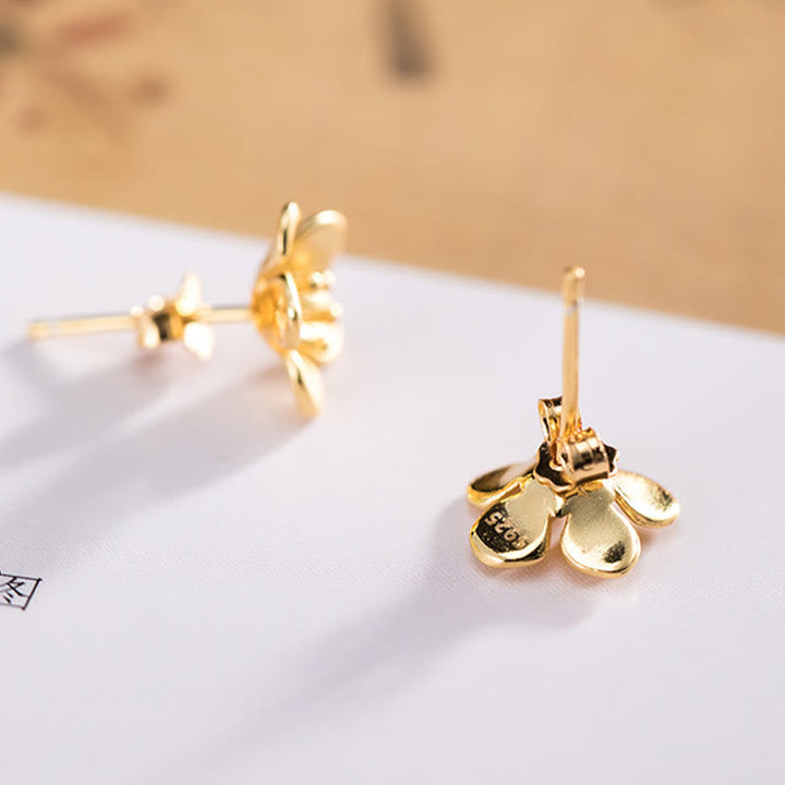 Ohrringe Silber Pfirsichblüte Balance Rückseite Boho Blüten Ohrstecker spirituell