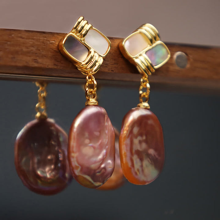 Ohrringe Barockperle Silber Gold rosé schimmernd Boho Schmuck Ohrhänger elegant