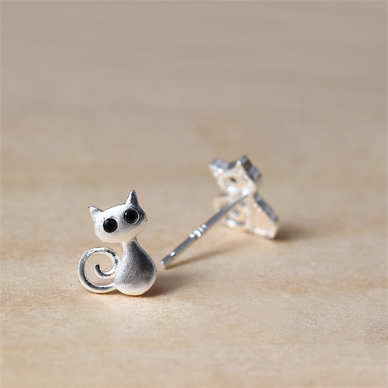 Ohrringe Silber Katze Segen niedliche Ohrstecker Schmuck spirituell Boho